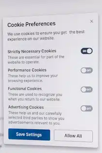 ניהול העדפות Cookies: תפקודי, אנליטי, שיווקי – מסך הגדרות פרטיות באתר אינטרנט לפי תיקון 13 לחוק הגנת הפרטיות